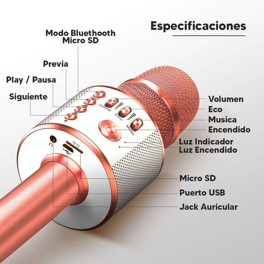 Micrófono de Karaoke Inalámbrico Bluetooth